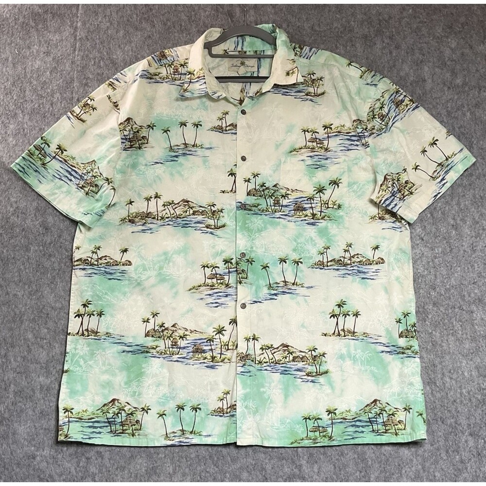 Island Shores Custom Shirt Mens 2XL Tropical Hawaiian Hand Dyed Cotton Upcycled